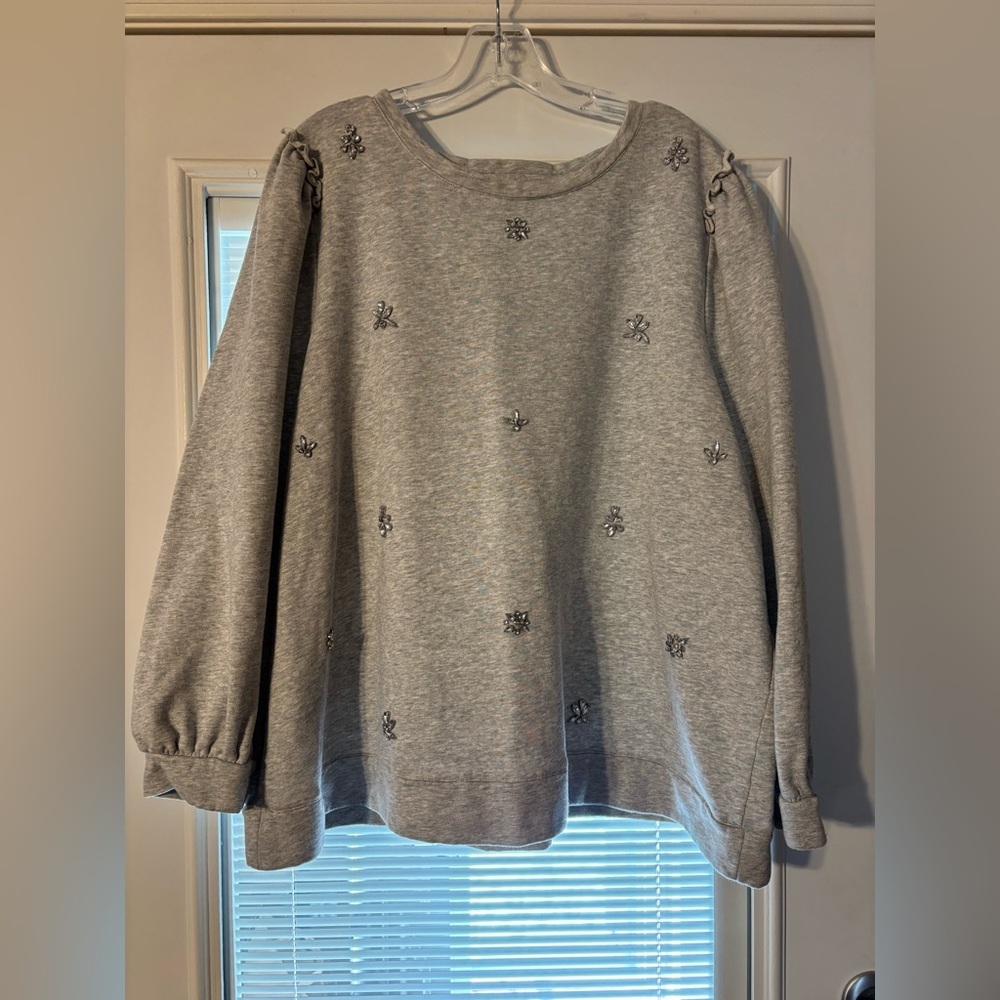 Talbots Light Gray Fleece Sweatshirt